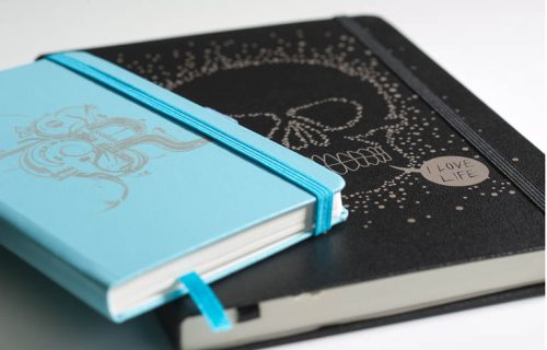 hardcover leather notebook printing with fancy woodfree paper cotton ribbon